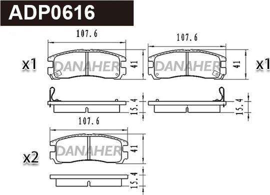 Danaher ADP0616 - Тормозные колодки, дисковые, комплект autodnr.net