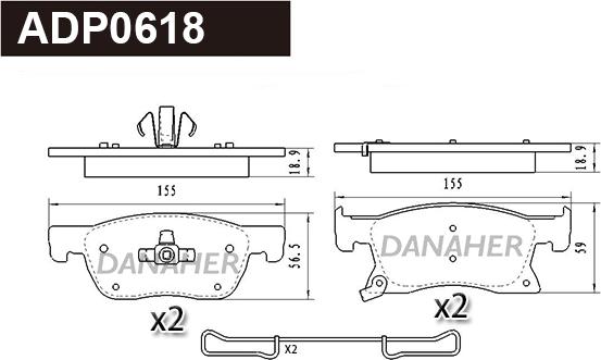 Danaher ADP0618 - Гальмівні колодки, дискові гальма autocars.com.ua