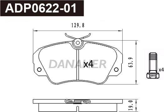 Danaher ADP0621-01 - Гальмівні колодки, дискові гальма autocars.com.ua