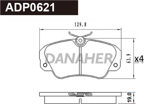 Danaher ADP0621 - Гальмівні колодки, дискові гальма autocars.com.ua