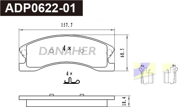 Danaher ADP0622-01 - Гальмівні колодки, дискові гальма autocars.com.ua