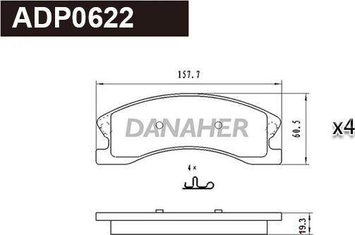 Danaher ADP0622 - Гальмівні колодки, дискові гальма autocars.com.ua