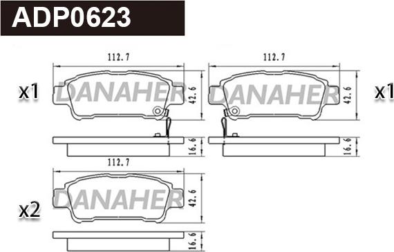 Danaher ADP0623 - Гальмівні колодки, дискові гальма autocars.com.ua