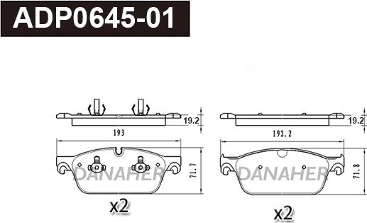 Danaher ADP0645-01 - Гальмівні колодки, дискові гальма autocars.com.ua