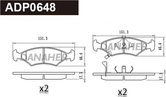 Danaher ADP0648 - Гальмівні колодки, дискові гальма autocars.com.ua