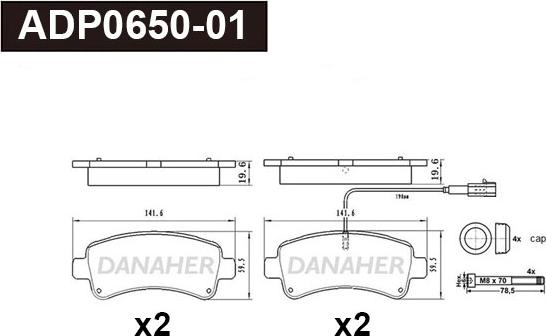 Danaher ADP0650-01 - Тормозные колодки, дисковые, комплект autodnr.net