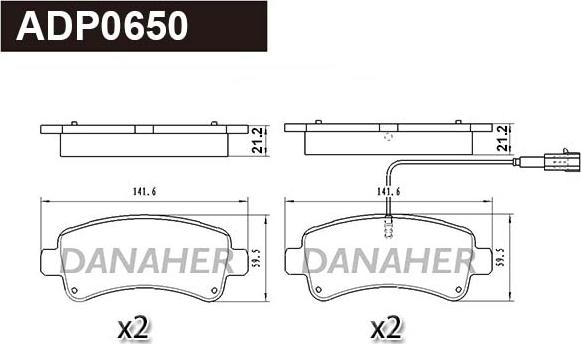 Danaher ADP0650 - Тормозные колодки, дисковые, комплект autodnr.net