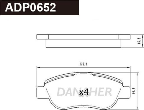 Danaher ADP0652 - Гальмівні колодки, дискові гальма autocars.com.ua