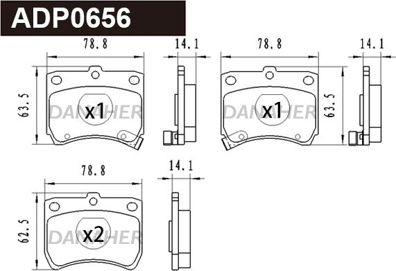 Danaher ADP0656 - Гальмівні колодки, дискові гальма autocars.com.ua