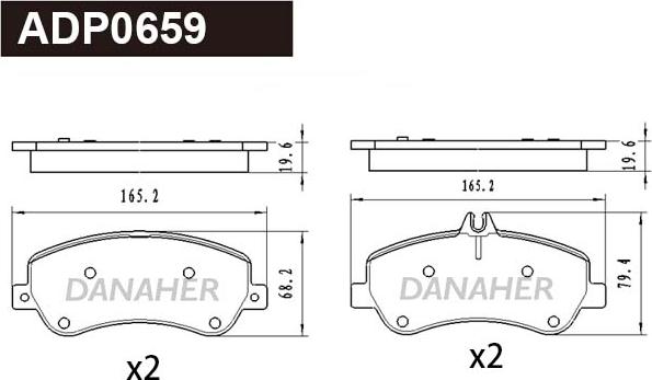 Danaher ADP0659 - Гальмівні колодки, дискові гальма autocars.com.ua