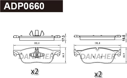 Danaher ADP0660 - Гальмівні колодки, дискові гальма autocars.com.ua