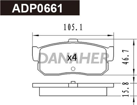 Danaher ADP0661 - Гальмівні колодки, дискові гальма autocars.com.ua