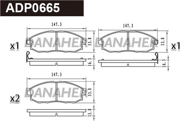 Danaher ADP0665 - Гальмівні колодки, дискові гальма autocars.com.ua