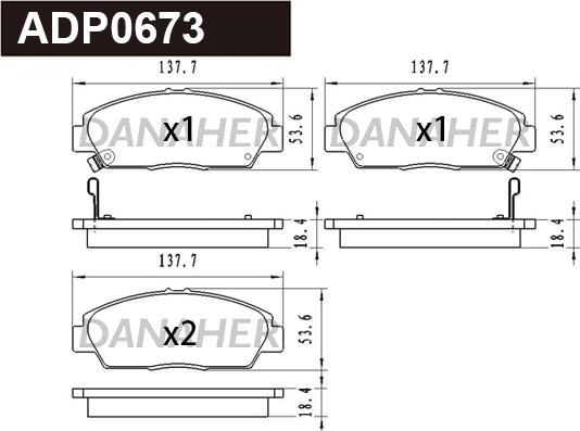 Danaher ADP0673 - Гальмівні колодки, дискові гальма autocars.com.ua