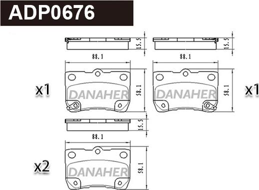 Danaher ADP0676 - Гальмівні колодки, дискові гальма autocars.com.ua