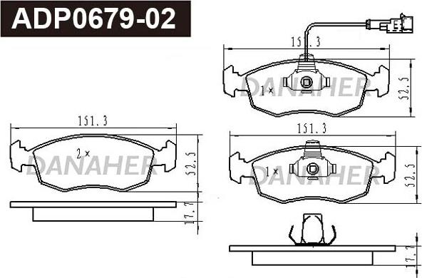 Danaher ADP0679-02 - Гальмівні колодки, дискові гальма autocars.com.ua