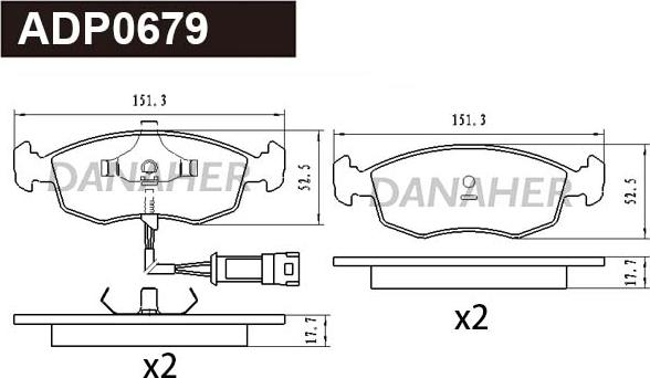 Danaher ADP0679 - Гальмівні колодки, дискові гальма autocars.com.ua