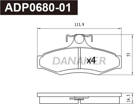 Danaher ADP0680-01 - Гальмівні колодки, дискові гальма autocars.com.ua