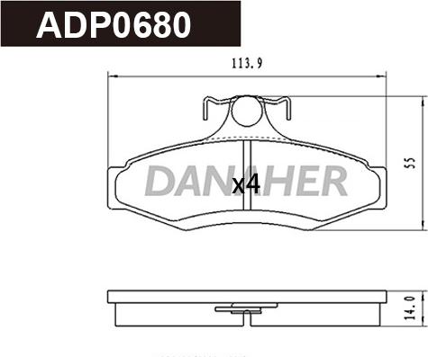 Danaher ADP0680 - Гальмівні колодки, дискові гальма autocars.com.ua