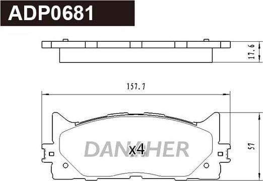 Danaher ADP0681 - Гальмівні колодки, дискові гальма autocars.com.ua