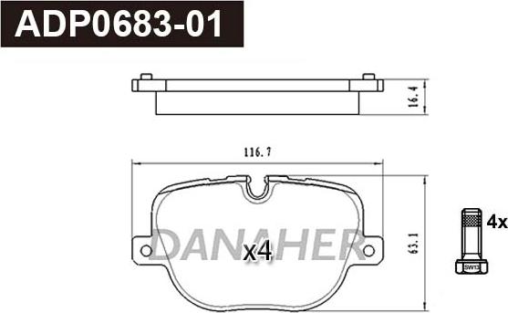 Danaher ADP0683-01 - Гальмівні колодки, дискові гальма autocars.com.ua