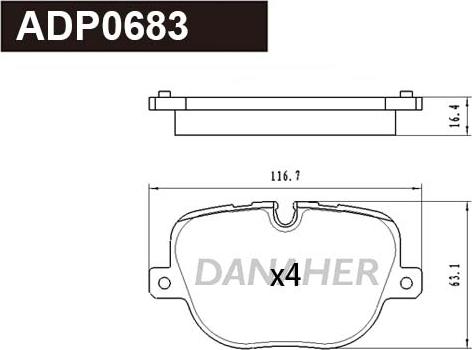 Danaher ADP0683 - Гальмівні колодки, дискові гальма autocars.com.ua