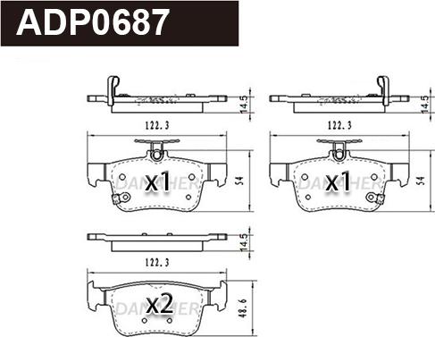 Danaher ADP0687 - Тормозные колодки, дисковые, комплект autodnr.net