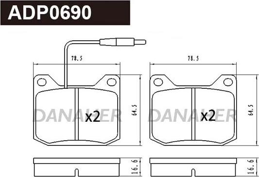 Danaher ADP0690-01 - Гальмівні колодки, дискові гальма autocars.com.ua