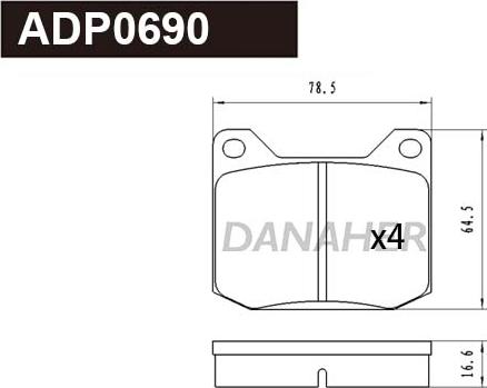 Danaher ADP0690 - Гальмівні колодки, дискові гальма autocars.com.ua