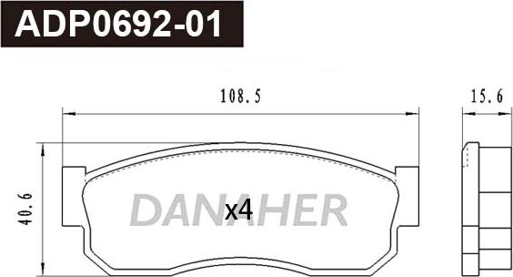 Danaher ADP0692-01 - Гальмівні колодки, дискові гальма autocars.com.ua
