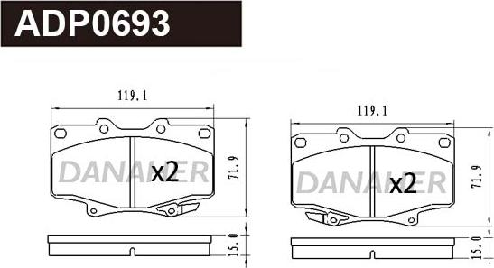 Danaher ADP0693 - Гальмівні колодки, дискові гальма autocars.com.ua
