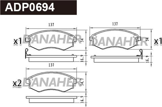 Danaher ADP0694 - Гальмівні колодки, дискові гальма autocars.com.ua