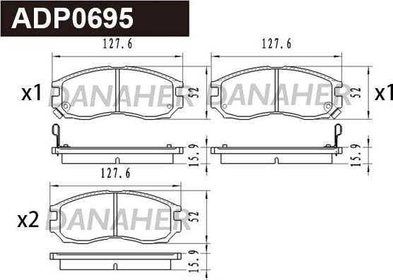 Danaher ADP0695 - Гальмівні колодки, дискові гальма autocars.com.ua