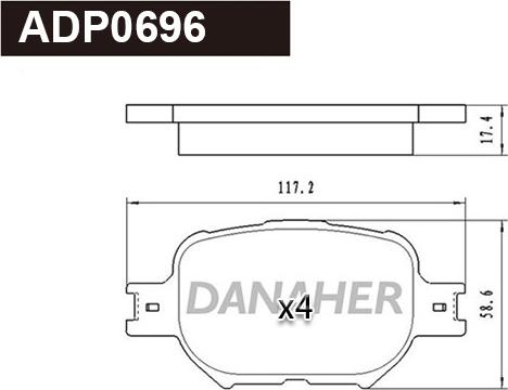 Danaher ADP0696 - Гальмівні колодки, дискові гальма autocars.com.ua