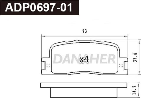 Danaher ADP0697-01 - Тормозные колодки, дисковые, комплект autodnr.net