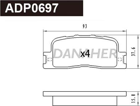 Danaher ADP0697 - Гальмівні колодки, дискові гальма autocars.com.ua