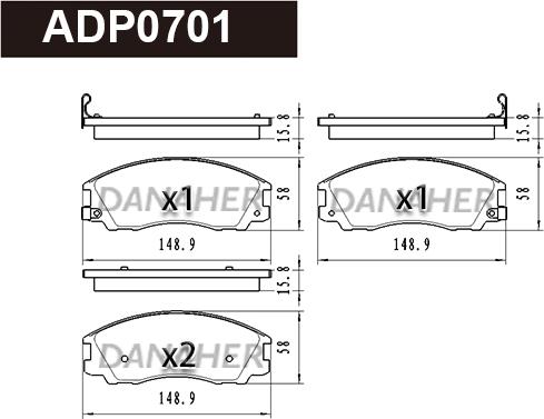 Danaher ADP0701 - Тормозные колодки, дисковые, комплект autodnr.net