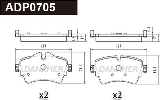 Danaher ADP0705 - Гальмівні колодки, дискові гальма autocars.com.ua