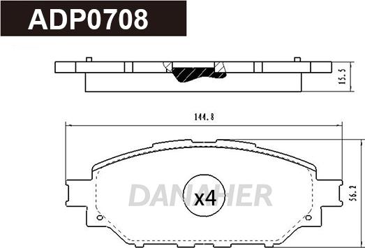Danaher ADP0708 - Гальмівні колодки, дискові гальма autocars.com.ua