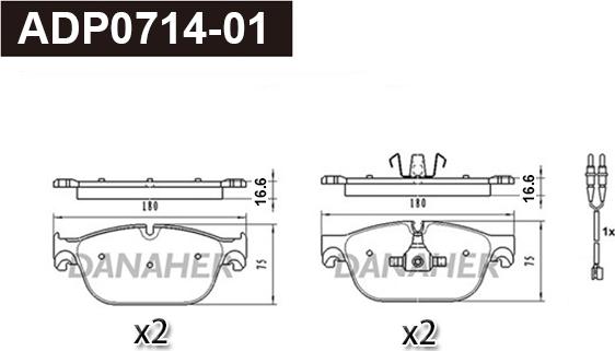 Danaher ADP0714-01 - Тормозные колодки, дисковые, комплект autodnr.net