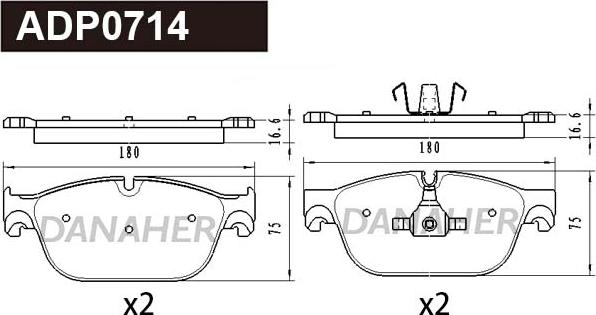 Danaher ADP0714 - Тормозные колодки, дисковые, комплект autodnr.net