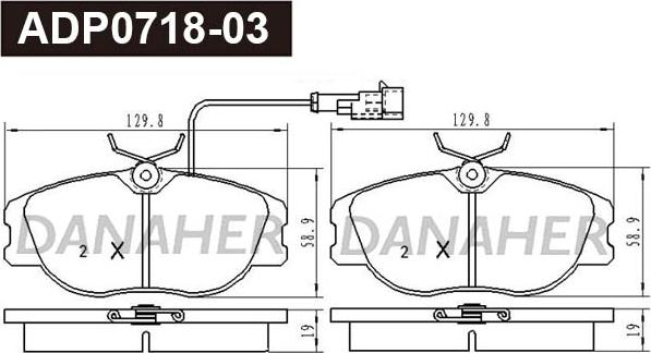 Danaher ADP0718-03 - Гальмівні колодки, дискові гальма autocars.com.ua