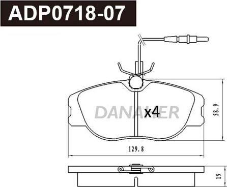 Danaher ADP0718-07 - Гальмівні колодки, дискові гальма autocars.com.ua