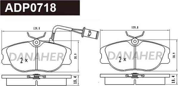 Danaher ADP0718 - Гальмівні колодки, дискові гальма autocars.com.ua