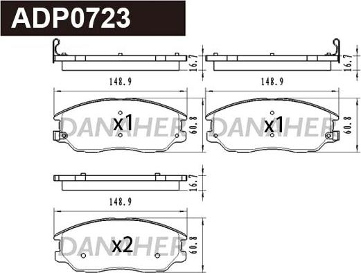 Danaher ADP0723 - Гальмівні колодки, дискові гальма autocars.com.ua