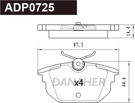 Danaher ADP0725 - Гальмівні колодки, дискові гальма autocars.com.ua