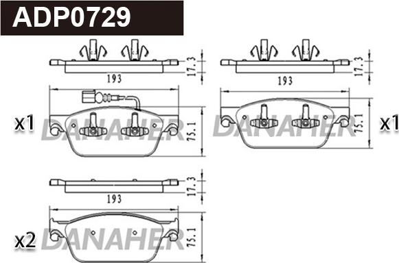 Danaher ADP0729 - Гальмівні колодки, дискові гальма autocars.com.ua