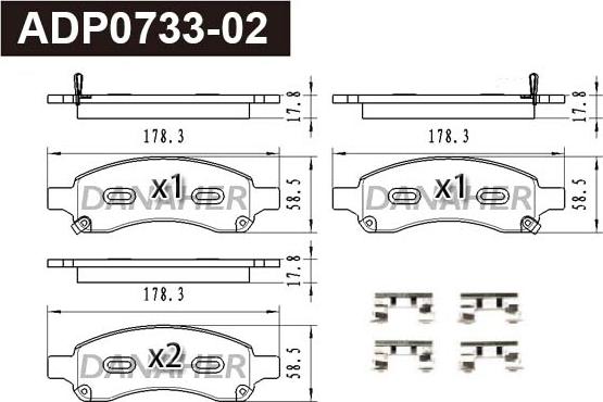 Danaher ADP0733-02 - Гальмівні колодки, дискові гальма autocars.com.ua