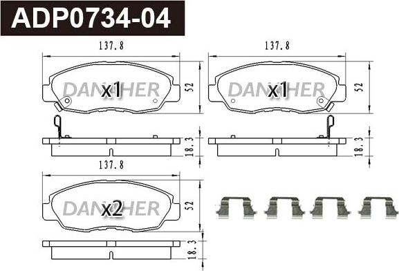 Danaher ADP0734-04 - Тормозные колодки, дисковые, комплект autodnr.net