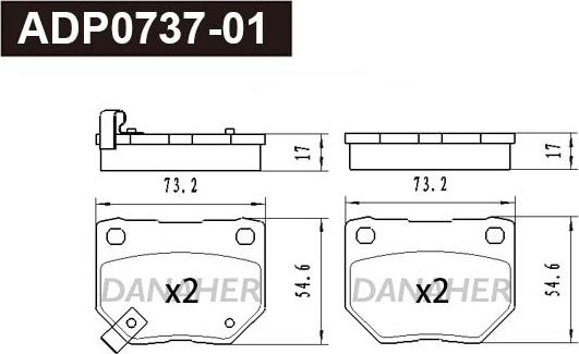 Danaher ADP0737-01 - Гальмівні колодки, дискові гальма autocars.com.ua